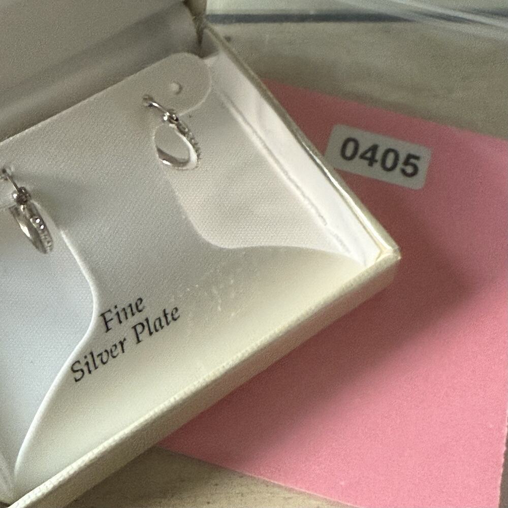 Chrystina Silver Hoop Earrings Genuine Crystal Fine Silver Plated‎ Classic - Picture 7 of 7